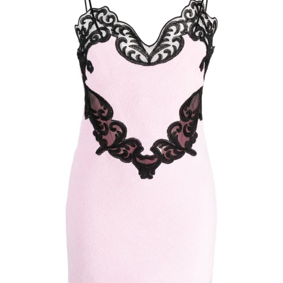 Alexander Wang Pink and Black Lace Trim Slip Dress - Picture 3 of 3